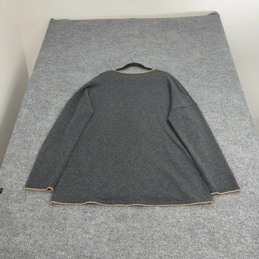 REI Sweater Womens Grey‎ 100% Lambs Wool Oversized Boat Neck Gorpcore Outdoor